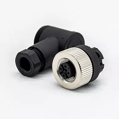 M12 Connector 4 pin Field Female Socket Right Angle Plastic Screw Locking Circular Sensor A- Coded Connectors for Cable Assembly