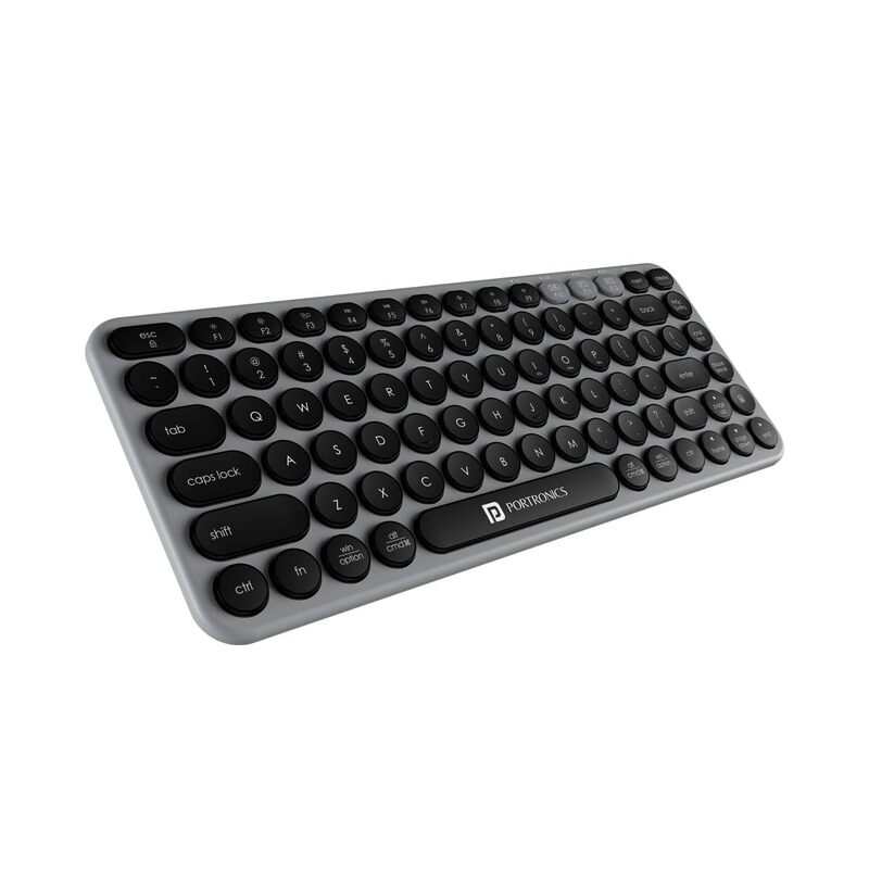 Portronics Bubble 2.0 Bluetooth + Wireless Keyboard – Grey & Black | 1 Year Warranty