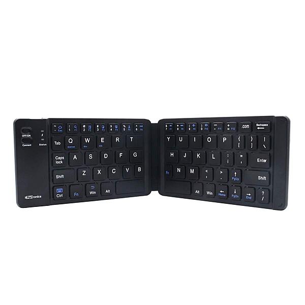 Portronics Chicklet Foldable Bluetooth Keyboard – Black is a portable, sleek keyboard with responsive keys and easy Bluetooth connectivity.