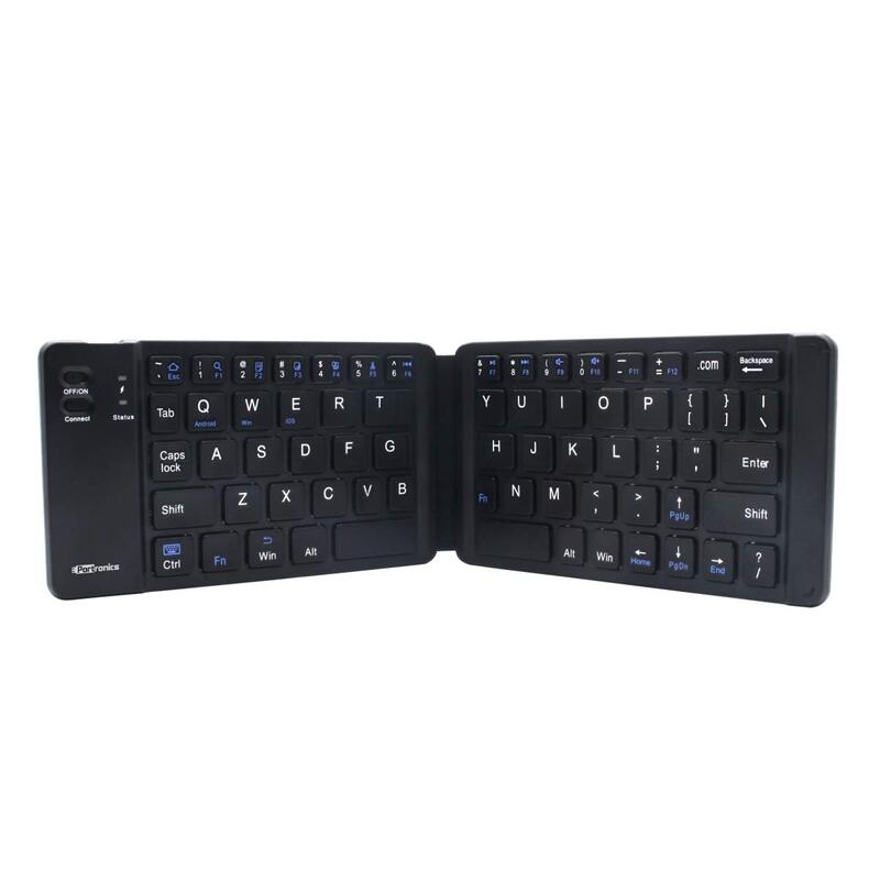 Portronics Chicklet Foldable Bluetooth Keyboard – Black is a portable, sleek keyboard with responsive keys and easy Bluetooth connectivity.