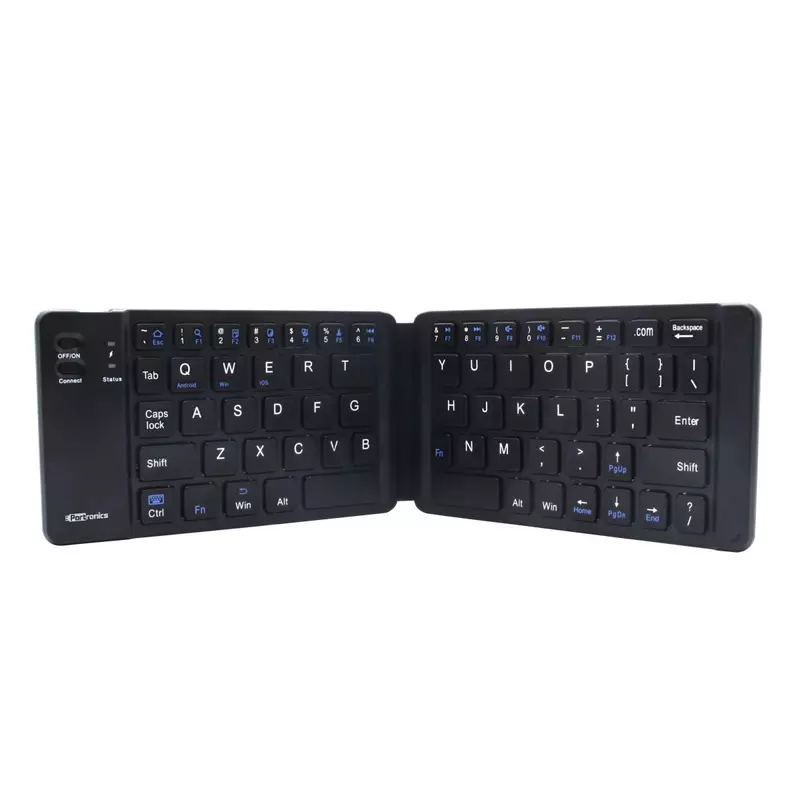 Portronics Chicklet Bluetooth Rechargeable Foldable Keyboard – Black | 1 Year Warranty