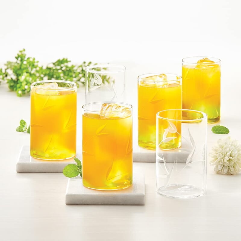 Borosil 350 ml Set of 6 pcs Bouquet Vision Transparent Drinking Glass | Borosilicate Glass Tumblers for Water, Cold Drinks, Juice| Flame Proof, Microwave & Dishwasher Safe | for Daily use & Gifting