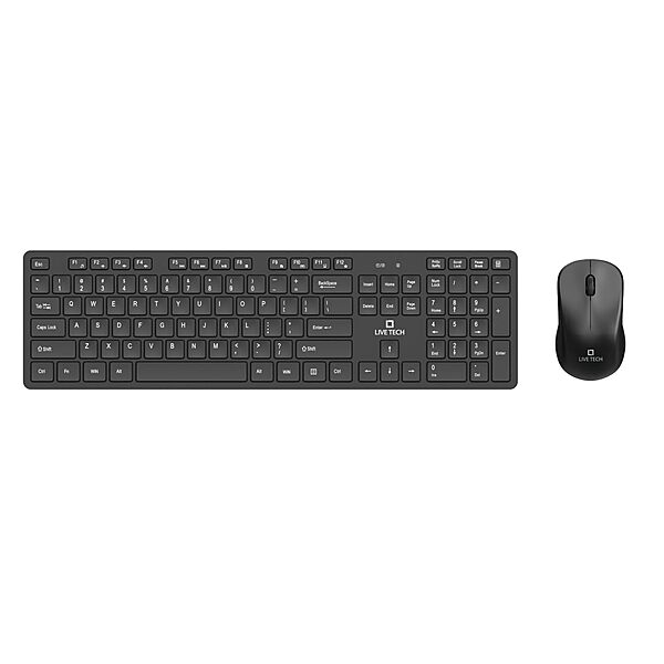 Live Tech WMK09 Slim Wireless Combo – Black features a sleek design, responsive keys, and a reliable wireless connection, perfect for home or office use. Enjoy seamless typing and navigation!