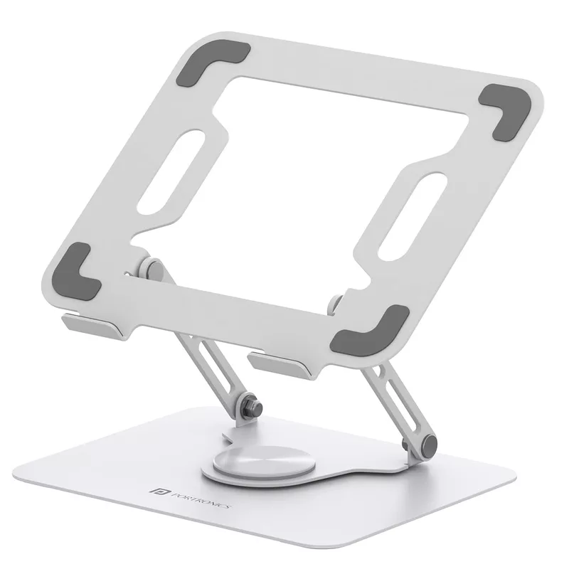 Portronics K9 Laptop Stand – White, Adjustable & 360° Rotatable, Ergonomic