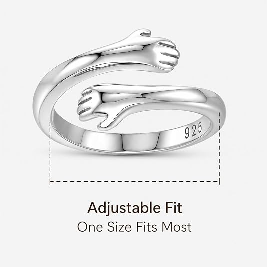 Silver Hand Hug Rings for Unisex