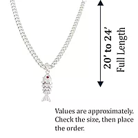 Sterling Silver Chain With Fish Pendant Modern Style For Men