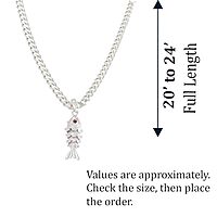 Sterling Silver Chain With Fish Pendant Modern Style For Men
