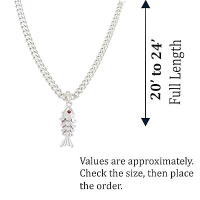 Sterling Silver Chain With Fish Pendant Modern Style For Men