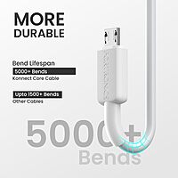 Portronics Konnect Link – Micro USB Cable, 3A, 1M White, durable and fast charging, perfect for smartphones and devices, tangle-free design, reliable performance, ideal for everyday use.