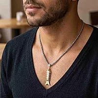 Sterling Silver Fish Pendant | Golden colour Finish