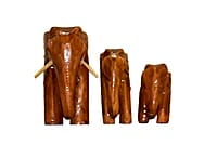 EELIKA Wooden Elephant Figurines for Home Decor, Set of 3, Brown || 1st Elepant Dimensions: 8cm x 3cm x 7cm, 2nd Elephant Dimensions: 6.5cm x 2.5cm x 4.5cm, 3rd Elephant Dimensions: 5cm x 2cm x 4cm
