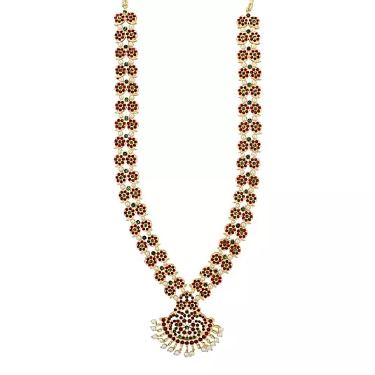 Gold Plated Traditional Long Haram for Women & Girls | Bharatanatyam Dance Jewelry