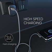 Portronics Konnect L Type-C Cable – 2M, 3A Fast Charge, durable design, perfect for quick data transfer and charging, compatible with various devices, ideal for home and office use.