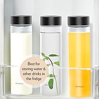 Borosil Neo Glass Water Bottle with Black Stainless Steel Lid | 550ml, Borosilicate Glass, Extreme Temperature Resistant, For Hot & Cold | Bottle for Water, Milk, Lassi, Juice | Transparent (2 pc Set)