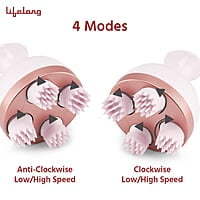 Lifelong LLM225 Rechargeable Head, Scalp Full Body Pain Relief Massager, Electric Head Kneading Massager,4 Speed Modes