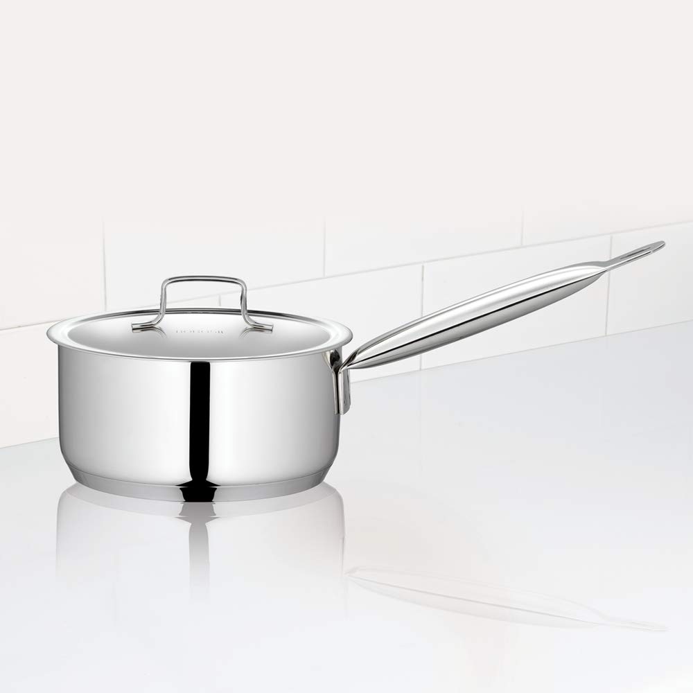 Borosil Stainless Steel Sauce Pan / Milk Pan / Tea Pan With Lid, Induction Friendly, Impact Bonded Tri-ply Bottom, 1.5 L