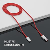 Portronics Konnect Dash Pro – 65W USB-A to Type-C, Red. Fast charging, durable design, compact size, perfect for travel. Compatible with various devices, ensuring efficient power delivery.