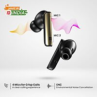 Portronics Twins S7 – TWS Earbuds, 35H Playtime, Black, Bluetooth 5.0, Touch Control, IPX4 Water Resistant, Deep Bass, Comfortable Fit, Quick Charge, Perfect for Music & Calls, Lightweight Design.