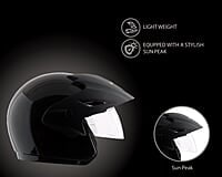 Vega Cruiser ISI Certified Matt Finish Lightweight & Compact with Peak Open Face Helmet for Men and Women with Clear Visor
