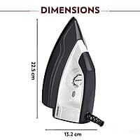 Borosil Glider 1000W Dry Iron with American Heritage Non-Stick Soleplate Coating, Thermostate for Better Heat Conductivity, Dry Ironing for Silk, Nylon, Rayon, Wool, Cotton & More, 2 Years Warranty