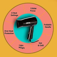 Nova NHP 8100 Silky Shine 1200 Watts Hot and Cold Foldable Hair Dryer