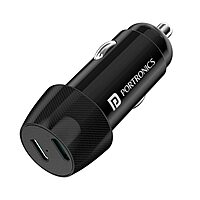 Portronics 40W Dual Type-C Car Charger PD Fast Charging for Cars & Mobile Phones Black
