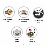 Preethi Blu-Flame Stainless Steel Jumbo Max Glass Top LPG Gas Stove with 4 Burner