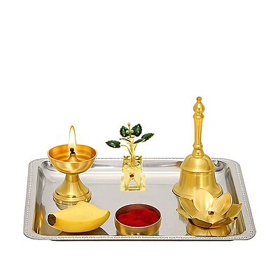 Silver Tulasi Madam / Tulsi Plant (Gold Plated)