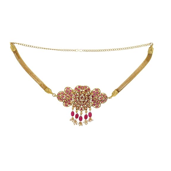 SRIMATHI JEWELLERS Floral design choker set | Fashion jewelley for womens | Pink color choker necklace