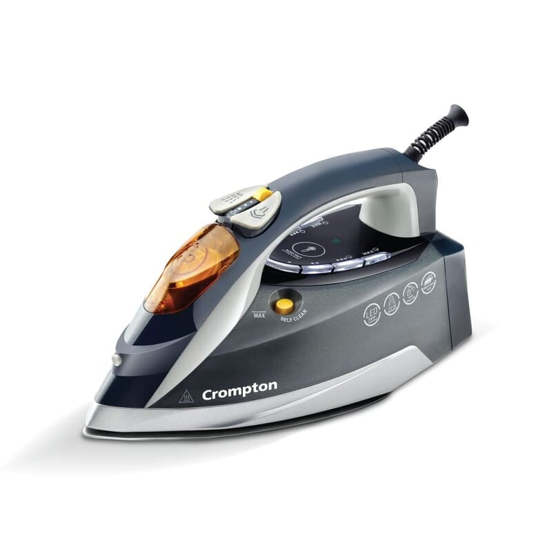 Crompton FabriAutoTech 2200 Watt Steam Iron Feather Touch Digital LED Fabric Temperature Control 3 Ways Auto Shut-off Scratch Resistant Ceramic Coating 400 Ml water Tank