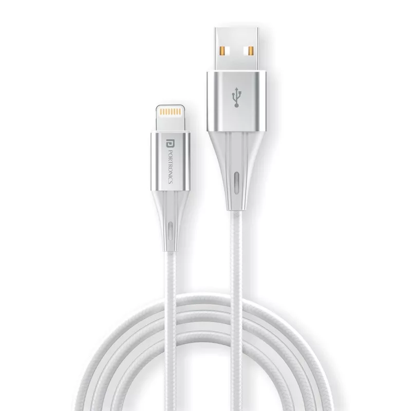 Portronics POR 1397 Konnect B Plus USB-A to Lightning Cable – 3A Nylon Braided 1m White