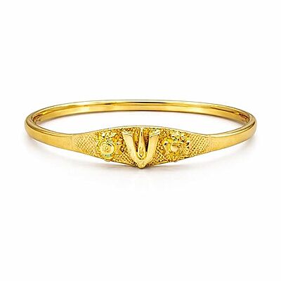 Impon Gold Plated Thirunamam Kada for Women | Traditional Namam Design Bangle | Temple Jewelry Gold Finish Bracelet