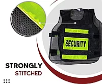 Polyester Fabric Black Security Print Reflective Safety Jacket|Safety Coat with Velcro Closure