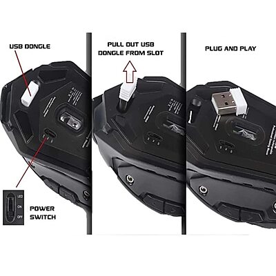 Open Box RPM Euro Games Rechargeable - 500 mAh Battery | Upto 3200 DPI | 6 Buttons | Backlit RGB Wireless Optical Gaming Mouse