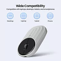 Portronics Toad 6 Wireless Mouse – White, Dual Mode, offers seamless connectivity via Bluetooth and 2.4GHz. Ergonomic design, long battery life, and precise tracking for ultimate productivity.