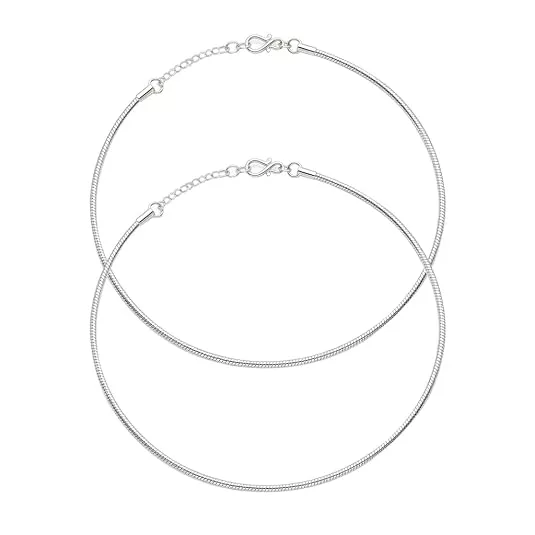Sterling Silver Snake Chain Leg Anklet for Women & Girls | Adjustable Jewelry