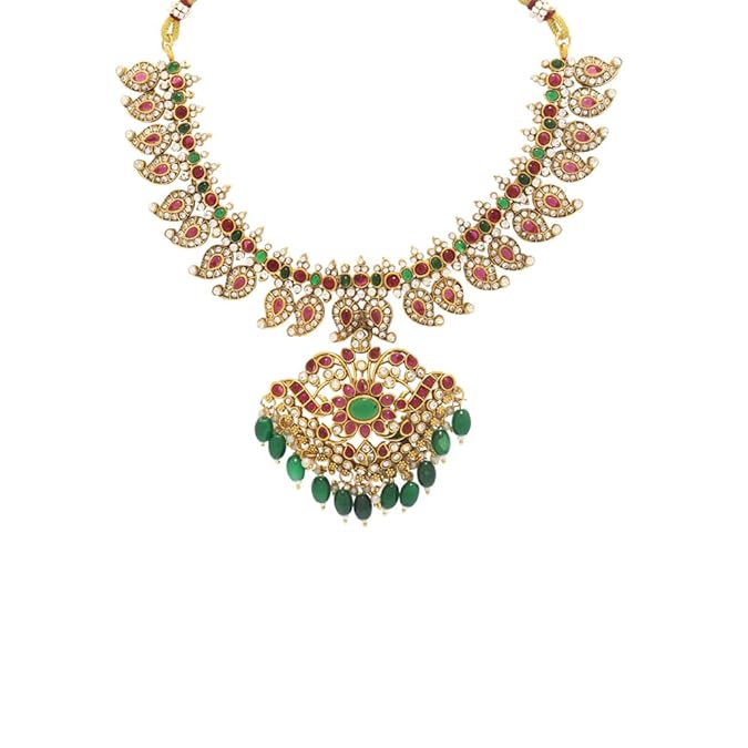 SRIMATHI JEWELLERS Maanga design necklace with earrings
