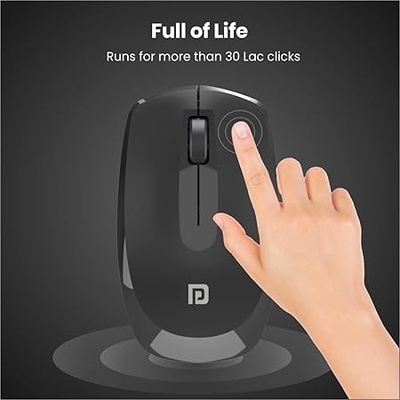 Portronics Toad 25 Wireless Mouse, 2.4 GHz with USB Nano Dongle, 1200 DPI Optical Tracking, Ambidextrous for PC, MacBook, Laptop (Black) Portronics Toad 25 Wireless Mouse, 2.4 GHz with USB Nano Dongle, 1200 DPI Optical Tracking, Ambidextrous for PC, MacBook, Laptop (Black)
