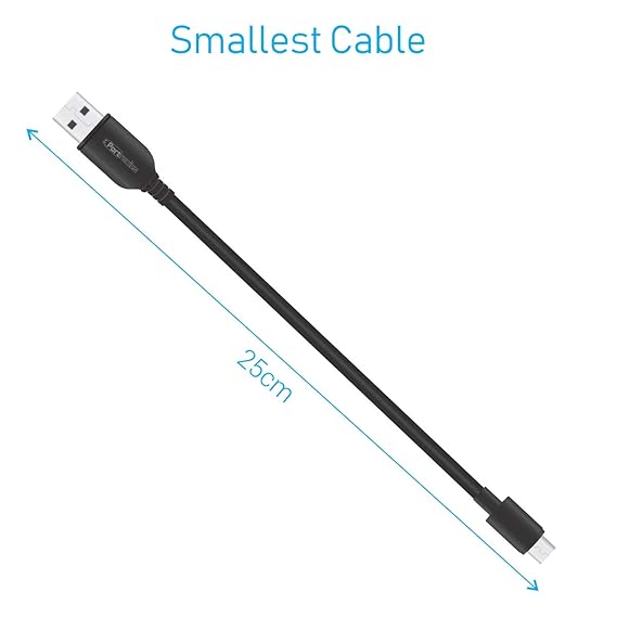 Portronics Konnect Core Mini Micro USB Charging Cable Compatible with All Micro USB Devices ,Black ,25cm Portronics Konnect Core Mini Micro USB Charging Cable Compatible with All Micro USB Devices ,Black ,25cm
