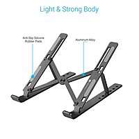 Portronics My Buddy K Adjustable Laptop Stand – Grey provides ergonomic support, multiple height settings, and portability for comfortable work anywhere.