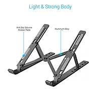 Portronics My Buddy K2 Laptop Stand – Metal Build | Portable Design | Grey | 1 Year Warranty
