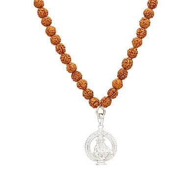 Rudraksha Mala/Chain with Sterling Silver Iyyappan Pendent/Dollar Rudraksha Mala/Chain with Sterling Silver Iyyappan Pendent/Dollar