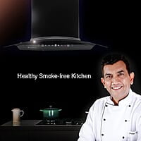 Wonderchef Power Curve Wall-Mount Chimney 1000M3/H Suction Capacity 3 Speed Push Control Low Noise 60cms