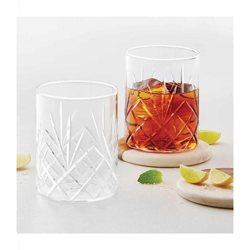 Borosil Krystalia Whisky Glass Set of 6 (350 ml Each), Microwave Safe Glasses, Flame Proof Glasses