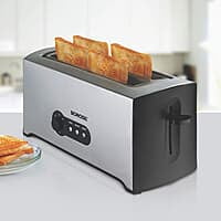 Borosil Krispy 4 Slice Pop-Up Toaster, 1500 Watt, Black
