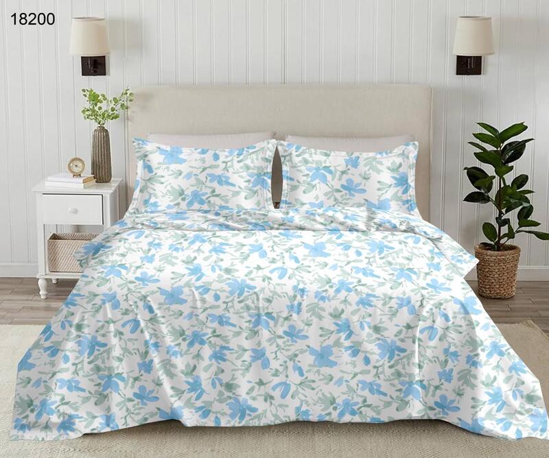 Rose Garden: The Azure Bloom 3 | 100% Premium Cotton King Size Bedsheet