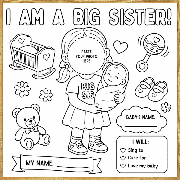 I Am a Big Sister – Colour & Frame Kit
