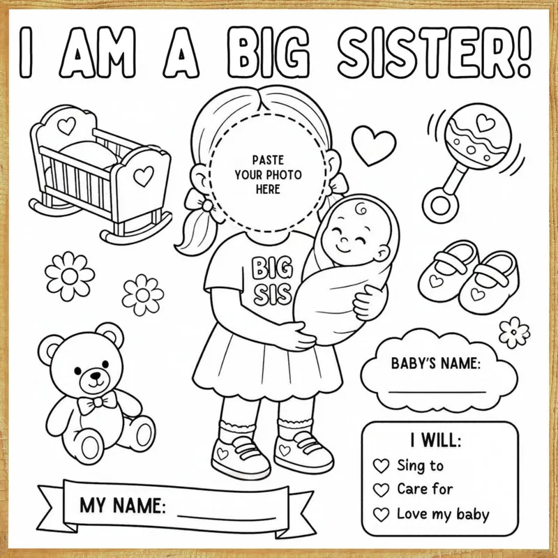 I Am a Big Sister – Colour & Frame Kit