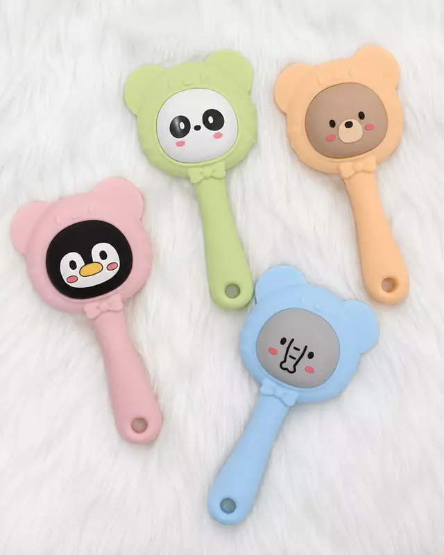 2-in-1 Musical Silicone Rattle Teether Toy