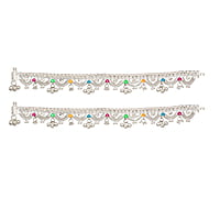 Silver Anklets for women with chain model/Enamel design Payals